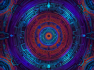 abstract Gradient neon violet, orange colors psychedelic trippy fantasy circle