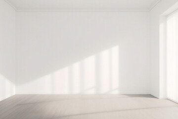 Sala mínima vazia com janelas e superfície de luz natural