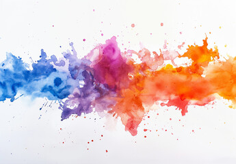 Fototapeta premium colorful splashes of paint, abstract watercolor splashes on white background, rainbow color Watercolor splash paint background, on white background, rainbow colors splash colorful 