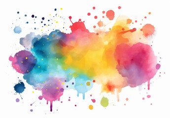 abstract watercolor background with splashes, abstract watercolor splashes on white background,  rainbow color Watercolor splash paint background, on white background, rainbow colors splash colorful  