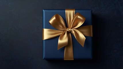  Granater Ai A blue gift box with a gold ribbon on a dark background.