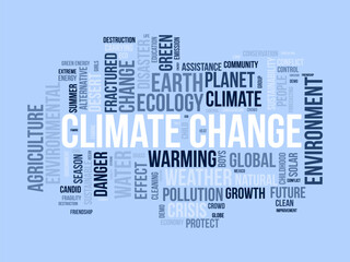 Climate change word cloud template. Nature concept vector tagcloud background.
