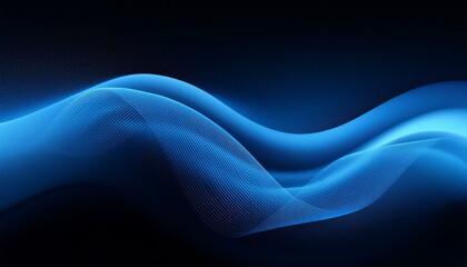 Ethereal Blue: Blurry Gradient Waves on Black Backdrop