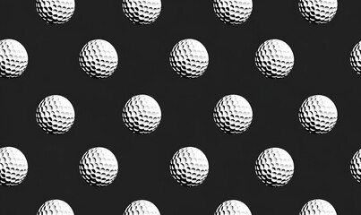 golf balls pattern, simple vector style, black and white