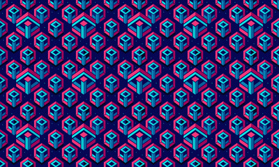 Futuristic Design Geometric Shapes Seamless Pattern for Wallpaper Backgroun