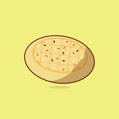 Ramazan pidesi turkish pide flatbread simple cartoon vector illustration Islamic holiday concept icon isolated
