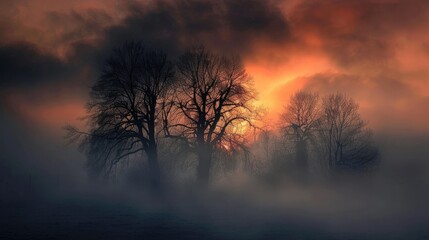 Stunning picture Thick misty dawn