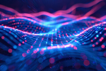 Abstract Waving Particle Technology Background with light effect.