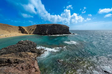Papagayo beaches on the Canary Island of Lanzarote in the Atlantic Ocean