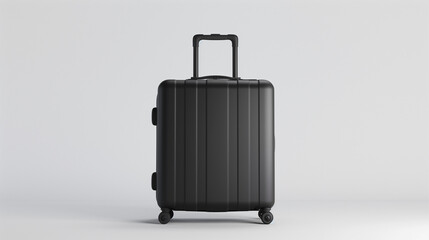 mockup black plastic travel suitcase, white background, AI generated image