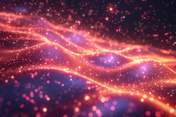 Obraz premium Abstract Waving Particle Technology Background with light effect.