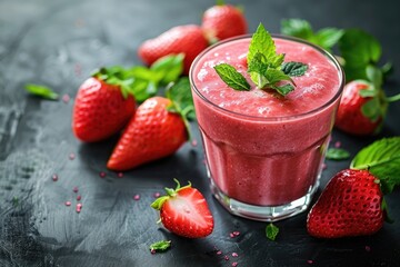 Fresh strawberry smoothie in a glass