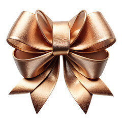 metallic champagne color ribbon bow isolated on background