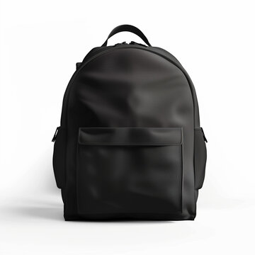 mockup black school backpack, white background, Ai generated Images