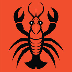 Solid color Crayfish animal vector design