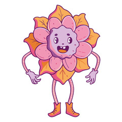  vector a flower cartoon character on white background