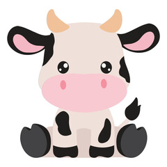 Cute sitting baby cow vector cartoon illustration