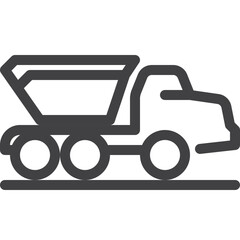 Dump truck line icon on white background