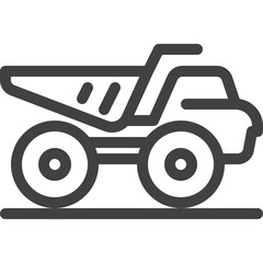 Dump truck line icon on white background