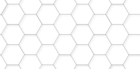 Abstract vector background with hexagonal wall hexagon polygonal pattern background. seamless bright white minimal abstract honeycomb background.	
