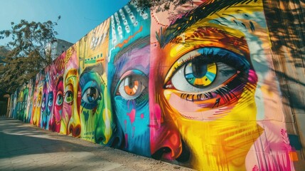 Fototapeta premium Street art style of New year 2024 celebrations