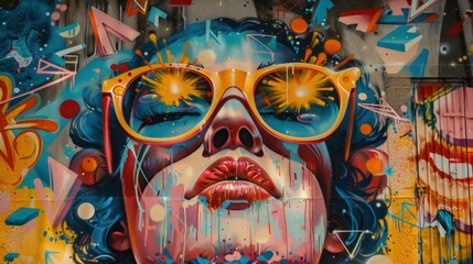 Fototapeta premium Street art style of New year 2024 celebrations