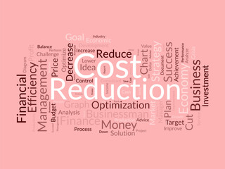 Cost Reduction word cloud template. Efficiency concept vector tagcloud background.