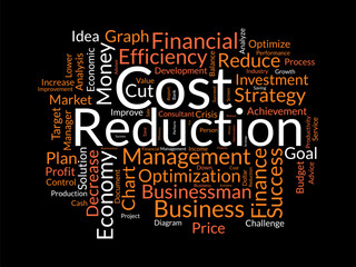 Cost Reduction word cloud template. Efficiency concept vector tagcloud background.