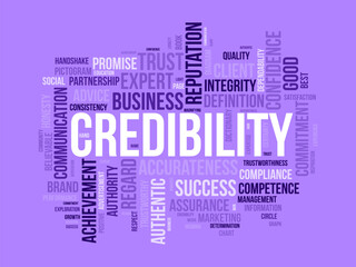 Credibility word cloud template. Business concept vector tagcloud background.