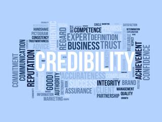 Obraz premium Credibility word cloud template. Business concept vector tagcloud background.