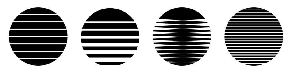 Retro sun emblem vector circle. Old vintage sunrise sunset design logo.