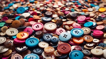 Background Adorned with Beautiful Buttons in Various Colors, Colorful Display: Background Featuring an Assortment of Beautiful Buttons, Button Bonanza: Background Decorated with Stunning