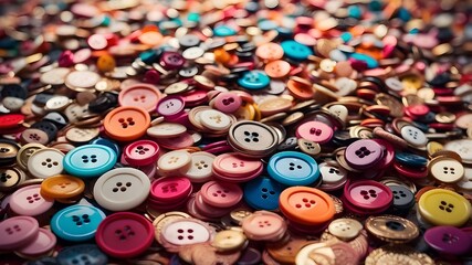 Background Adorned with Beautiful Buttons in Various Colors, Colorful Display: Background Featuring an Assortment of Beautiful Buttons, Button Bonanza: Background Decorated with Stunning