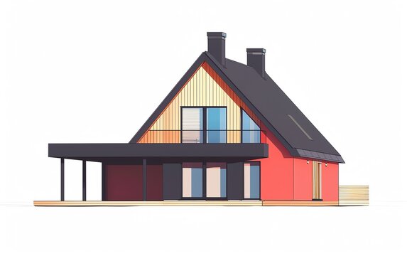 recommend clip art: Simple minimalistic colorful vector design modern architecture silhouette private house gable roof flat design front view cartoon drawing vivid