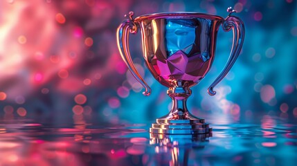 A vibrant 3D illustration of a trophy with a reflective surface, capturing the essence of personal achievement and pride.