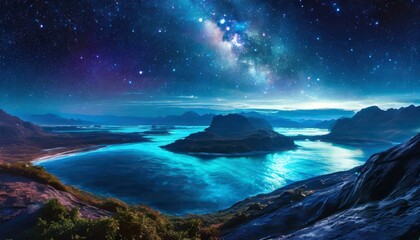The landscape resembled a planet with a vast sky full of shining stars. The atmosphere - Powered by Adobe