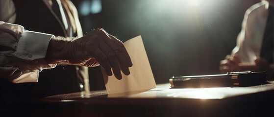 Hand Voting with Paper Ballot at Election.