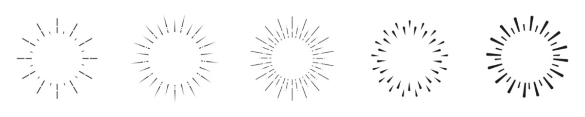 star burst sun ray circle frame. Retro vintage round sun ray ornate