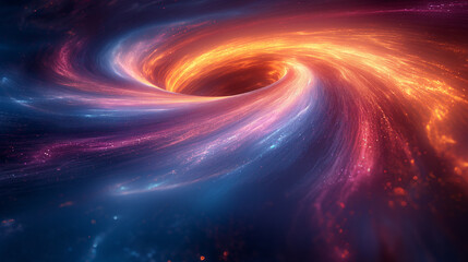 Obraz premium Backdrop of a rotating black hole emitting bright light and surrounded by dust particles in motion