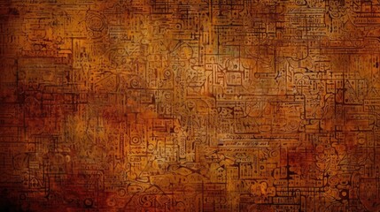 Obraz premium Digital Abstract Background, Mysterious Cybernetic Linguist, Decoding Ancient Scripts, Ideal for Text Space and Background Use