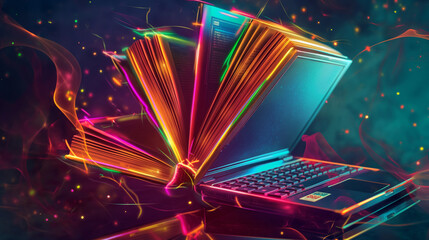 Stack of books and laptops Online education concept vector illustration, no text Computer books.