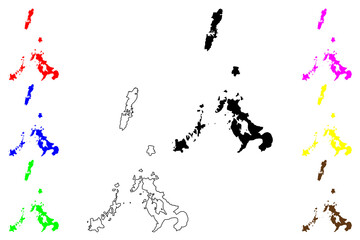 Nagasaki Prefecture (Administrative divisions of Japan, Prefectures of Japan) map vector illustration, scribble sketch Nagasaki map