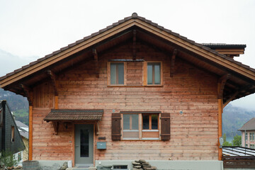 Chalet, or traditional houses in Switzerland are made of wood