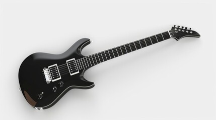 Long shot of an electric guitar, icon, glyph style, isolated on a crisp white background, bold and edgy, sleek curves, modern and dynamic feel