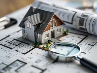 Planning a Dream Home: Magnifying Glass on Blueprint