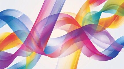 An aesthetically pleasing vector illustration of delicate geometric shapes interwoven with vibrant LGBTQ+ colors, creating a harmonious and peaceful composition ideal for Pride month marketing