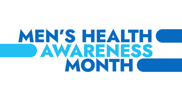 Men's Health Awareness Month colorful text typography on banner illustration great for raising awareness about Men's Health Awareness Month in june