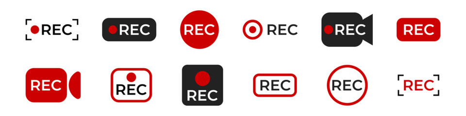 Rec indicator for live video recording. Video record icon.