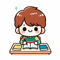 勉強している男の子