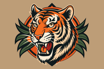 tiger face logo vector illustration